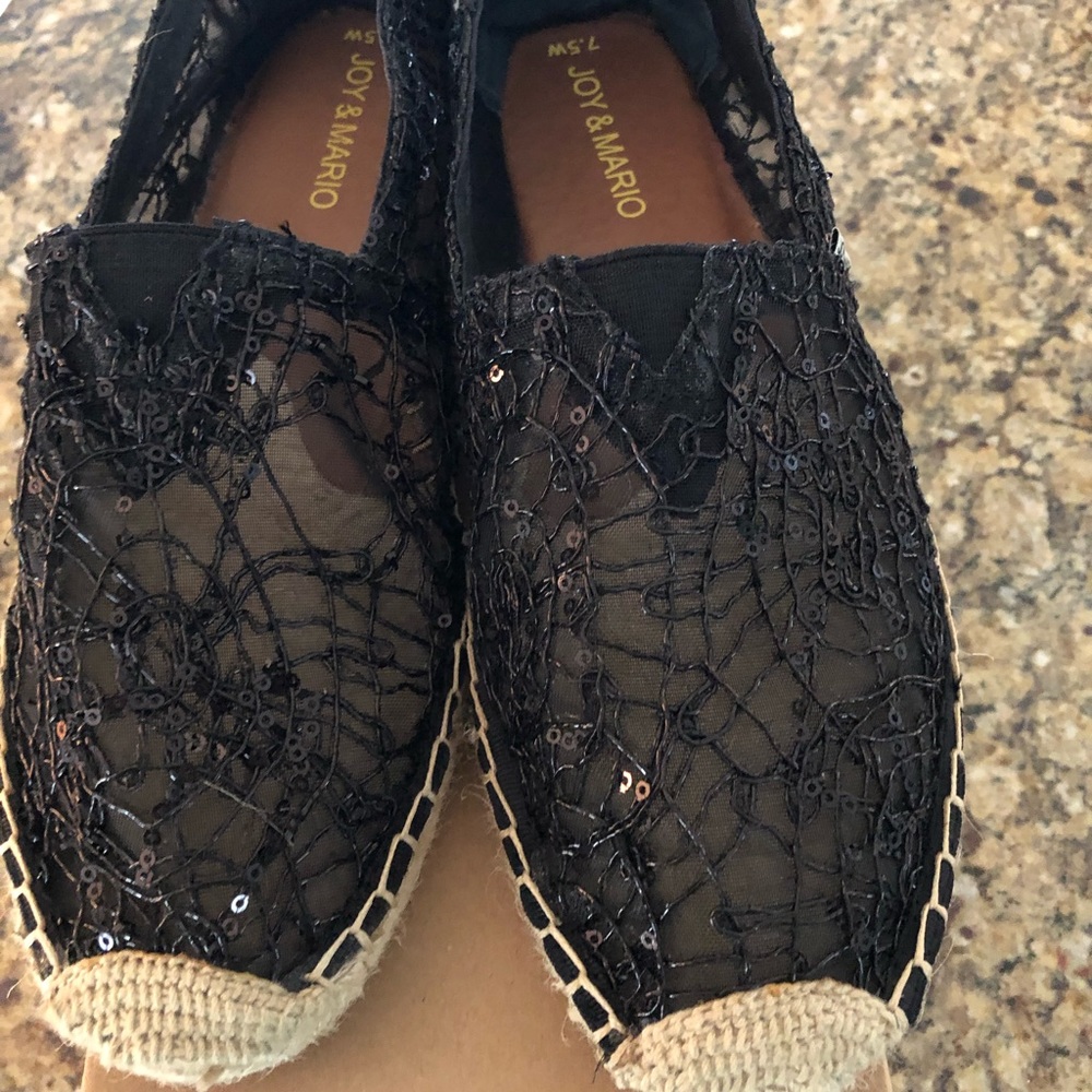 Joy and Mario sparkly shear black shoes